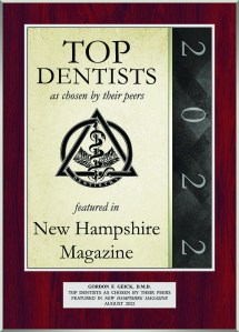 Top Dentists New Hampshire Magazine 2022 Plaque